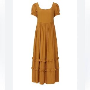 The Odells Eliza Ruffle Maxi Dress S Burnt Orange